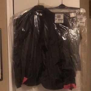 Navy pin-striped suit